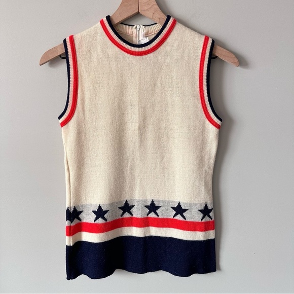 Vtg Jonathan Logan Wool Blend Nautical Sweater Vest Sz XS Coastal Grandma Preppy - Picture 1 of 15